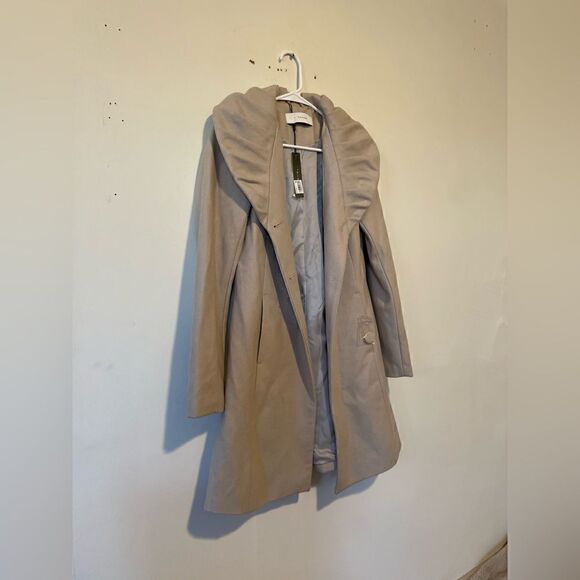 Tahari Abigail Wool Shawl Collar Coat Beige - Picture 4 of 16